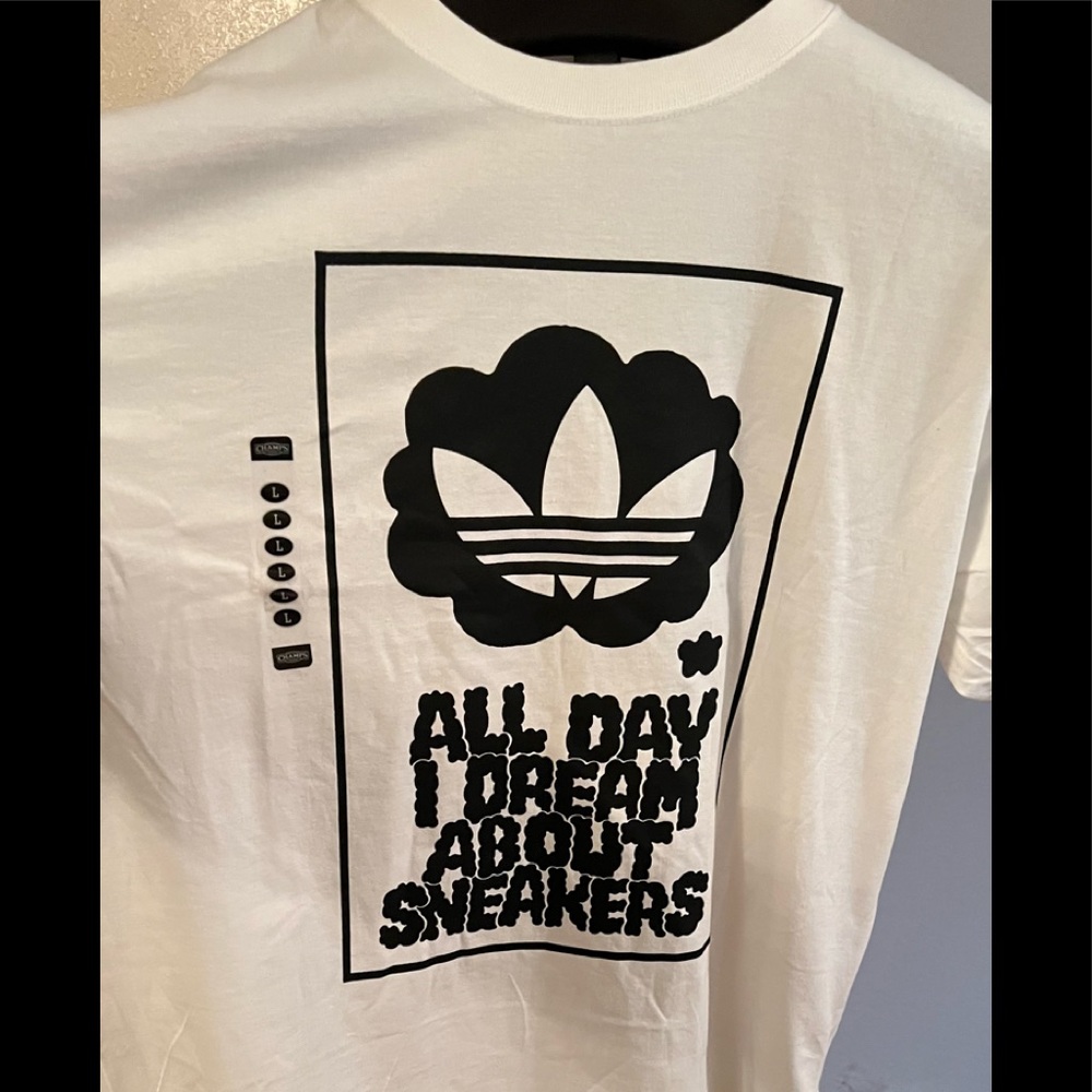 adidas ALL DAY I DREAM ABOUT SNEAKERS tshirt - Picture 1 of 2